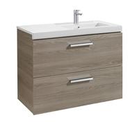 Roca Mueble de baño Unik Prisma 90 cm lavabo derecho 2 cajones Fresno con toallero