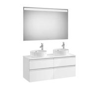 Roca Mueble de baño The Gap 120 cm – lavabo doble, 4 cajones, espejo LED – Sin lavabo, con toallero