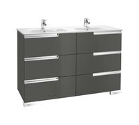 Mueble de Baño con Lavabo Doble de Porcelana Family Victoria-n Unik 120cm Gris Antracita Roca - Sin conjunto de patas / Sin caja organizadora / Sin caja organizadora