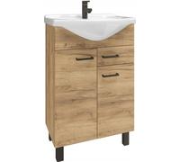 Mueble de baño con lavabo, en roble "Craft", de pie sobre patas, 55 cm, marca Mea
