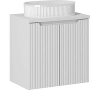 Mueble de baño con lavabo integrado, superficie de 60 cm, color blanco, con frente acanalado