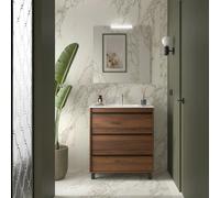 Salgar – Mueble de baño con lavabo Attila – Sin mueble auxiliar, sin zócalo, tiradores negro mate