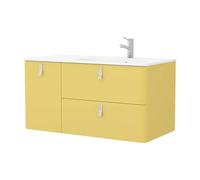 Salgar Mueble de baño con lavabo Uniiq 120cm Amarillo Paja, sifón con desagüe clicker, set de patas