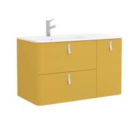 Salgar Mueble de baño con lavabo Uniiq 120 cm Amarillo Sol, sin sifón ni desagüe, con patas CR Cromo