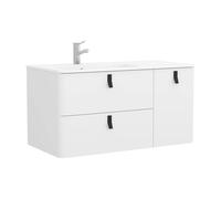 Salgar Mueble de baño Uniiq 120 cm Blanco Mate – Sifón y desagüe clicker – Sin set de patas – Negro