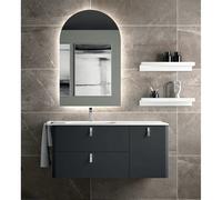 Mueble de Baño con Lavabo Salgar Uniiq 120 cm Gris Antracita - Sin espejo / Sin estante / Lateral derecho + Sin sifón y sin desagüe + Sin set de patas + BL Blanco