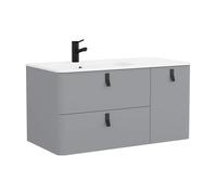 Salgar Mueble baño con lavabo Uniiq 120 Gris Humo, sifón y desagüe clicker, sin set de patas, Cromo