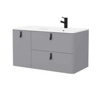 Salgar Mueble de baño Uniiq 120 cm con lavabo Gris Humo sin sifón ni desagüe con set de patas Blanco