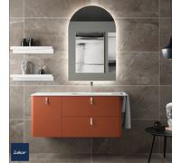 Salgar Mueble de baño Uniiq 120 cm con lavabo, espejo retroiluminado, izq., sin sifón, Blanco