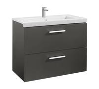 Roca Mueble de baño con lavabo Unik Prisma 80cm 2 cajones antracita - sin toallero sin patas 2 cajas
