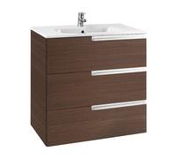 Mueble de baño con lavabo y 3 cajones de 100 cm de ancho color wengué Unik Family Victoria-N Roca - Sin conjunto de patas / Con dos cajas organizadoras / Con caja organizadora