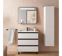 Salgar Mueble de baño Spirit 80 cm con lavabo, 3 cajones y separadores Blanco Brillo sin espejo