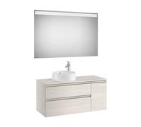 Roca Mueble de baño Pack The Gap 110 cm acabado fresno con lavabo y espejo LED, patas
