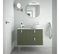Mueble de Baño con Patas Lavabo sobre Encimera Salgar Uniiq 120 cm Verde Bosque - Sin sifón y sin desagüe / Con espejo de aumento / NG Negro + Color blanco
