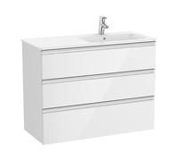 Mueble de Baño Lavabo Derecho Unik The Gap 100cm Blanco Brillo Roca - Sin toallero / Sin conjunto de patas / Sin caja organizadora + Sin caja organizadora + Sin set de 2 colgadores