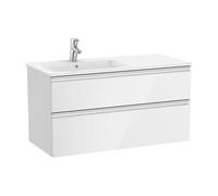 Mueble de Baño Lavabo Izquierdo Unik The Gap 100cm Blanco Brillo Roca - Sin toallero / Sin conjunto de patas / Sin caja organizadora + Sin caja organizadora + Sin set de 2 colgadores