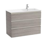 Mueble de Baño Lavabo Derecho Unik The Gap 100cm Roble Roca - Sin toallero / Sin conjunto de patas / Sin caja organizadora + Sin caja organizadora + Sin set de 2 colgadores
