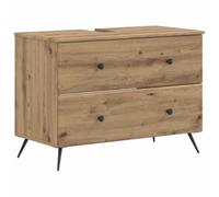 Mueble de baño de 2 piezas BREDA de madera de ingeniería con estante | Diseño lineal moderno, puertas reversibles 90°, montaje en pared requerido, lavabo no incluido