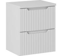 Mueble de baño de 50 cm de ancho, color blanco, con tapa superior de MDF y sistema de cierre silencioso