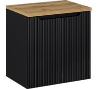 Mueble de baño de 60 cm con tapa superior en roble canalizado, color mate, diseño moderno