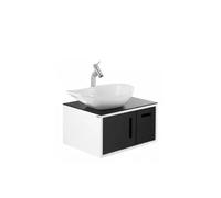 Mueble de baño de 65 cm en MDF con acabado blanco y negro brillante JOIN de Unisan - Con lavabo Join / Con puertas de vidrio