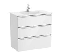 Mueble de Baño Lavabo Central Unik The Gap 80cm Blanco Brillo Roca - Sin toallero / Sin conjunto de patas / Sin caja organizadora + Sin caja organizadora + Sin set de 2 colgadores