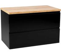 Mueble de baño de 80x50 cm, negro brillante, suspendido, con encimera Modus.