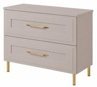 Mueble de baño de pie, 80 cm de ancho, frente con diseño de rejilla de 19 mm, acabado en cachemir y placa de cachemir, tiradores en dos colores, dimensiones: 80 x 46 x 73,6 cm