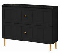 Mueble de baño de pie, 80 cm de ancho, frente con diseño de rejilla de 19 mm, color , y placa con aspecto de mármol "Royal", tiradores fresados, patas redondas de 15 cm, 80