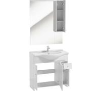 Mueble de baño DomoDomo con lavabo de 85 cm y espejo, color blanco, modelo Maro