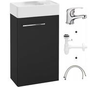 Mueble de baño Domodomo con lavabo, mueble para lavabo de 40 x 60 x 21,3 cm, juego de lavabo de cerámica, armario de pared para baño pequeño ( + juego de grifería para lavabo)