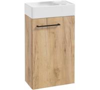 Mueble de baño Domodomo con lavabo, mueble para lavabo de 40 x 68 x 21,3 cm, juego de lavabo de cerámica, armario de pared para baño pequeño... (Madera, sin grifo)