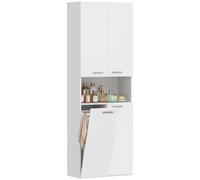 Mueble de baño HOMCOM, armario alto con cesto de ropa plegable, color blanco