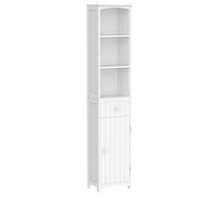 Mueble de baño HOMCOM, columna de almacenamiento para WC con estante y cajón, armario 34L x 24L x H cm Blanco