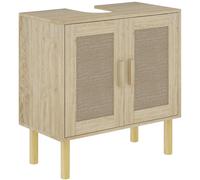 Mueble de baño HOMCOM para debajo del lavabo, mueble bajo lavabo, puertas rrtin, estilo bohemio, patas tipo pin, 2 niveles, 60 cm