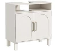 Mueble de baño HOMCOM para debajo del lavabo, mueble debajo del lavabo, armario abierto con 2 puertas magnéticas y estante ajustable.