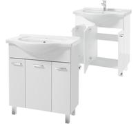 .Deftrans Domodomo Armario de baño con Lavabo, 82 x 75 x 33 cm, Armario de cerámica Blanco, Armario de pie para baño (Blanco 75 cm)