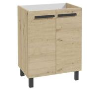 Mueble de baño independiente con lavabo y superficie de desagüe, 80x60 cm, estilo "Artisan Eiche Bonita"