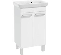 Mueble de baño independiente lacado con lavabo, de 55x80 cm, color blanco brillante, modelo Capri