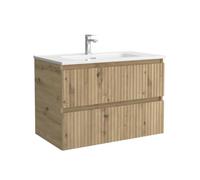 Mueble de Baño Kira 100cm Roble 2 cajones Lavabo 1 poza Porcelana