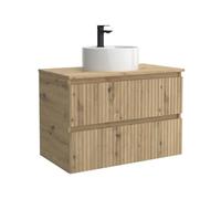 Mueble de Baño Kira 100cm Roble 2 cajones Lavabo sobre encimera 1 poza Porcelana