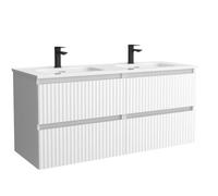 Mueble de Baño Kira 120cm Blanco Mate 4 cajones Lavabo 2 pozas Porcelana