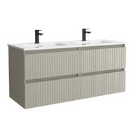 Mueble de Baño Kira 120cm Gris Mate 4 cajones Lavabo 2 pozas Porcelana