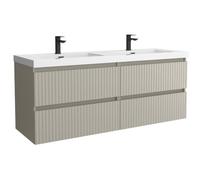 Mueble de Baño Kira 140cm Gris Mate 4 cajones Lavabo Toscana 2 pozas Carga Mineral