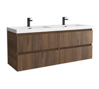 Mueble de Baño Kira 140cm Nogal 4 cajones Lavabo Toscana 2 pozas Carga Mineral
