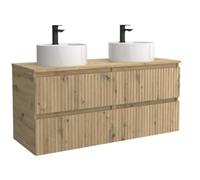 Mueble de Baño Kira 140cm Roble 4 cajones Lavabo sobre encimera 2 pozas Porcelana