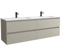Mueble de Baño Kira 160cm Gris Mate 4 cajones Lavabo Vilna 2 pozas Solid Surface