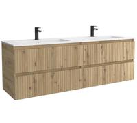 Mueble de Baño Kira 160cm Roble 4 cajones Lavabo Vilna 2 pozas Solid Surface