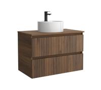 Mueble de Baño Kira 60cm Nogal 2 cajones Lavabo sobre encimera 1 poza Porcelana