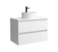 Mueble de Baño Kira 70cm Blanco Mate 2 cajones Lavabo sobre encimera 1 poza Porcelana